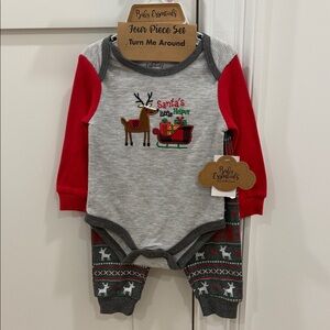 Baby Essentials Festive Reindeer Set - Red and Gray